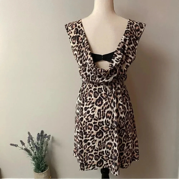 Alice + Olivia Leopard Print Open Back Mini Dress XS Blouson Party Cocktail - Picture 11 of 16